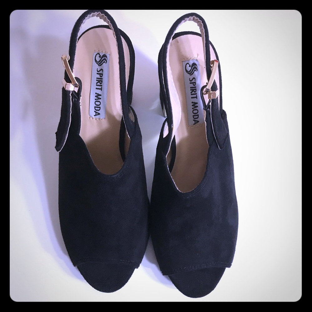 New Spirit Moda Black Suede Clog Sandals Sz 6